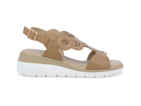 Melluso Sandali Donna Walk Lavorazione Laser Zeppa Bicolore Marrone Cuoio K55427Z-252376